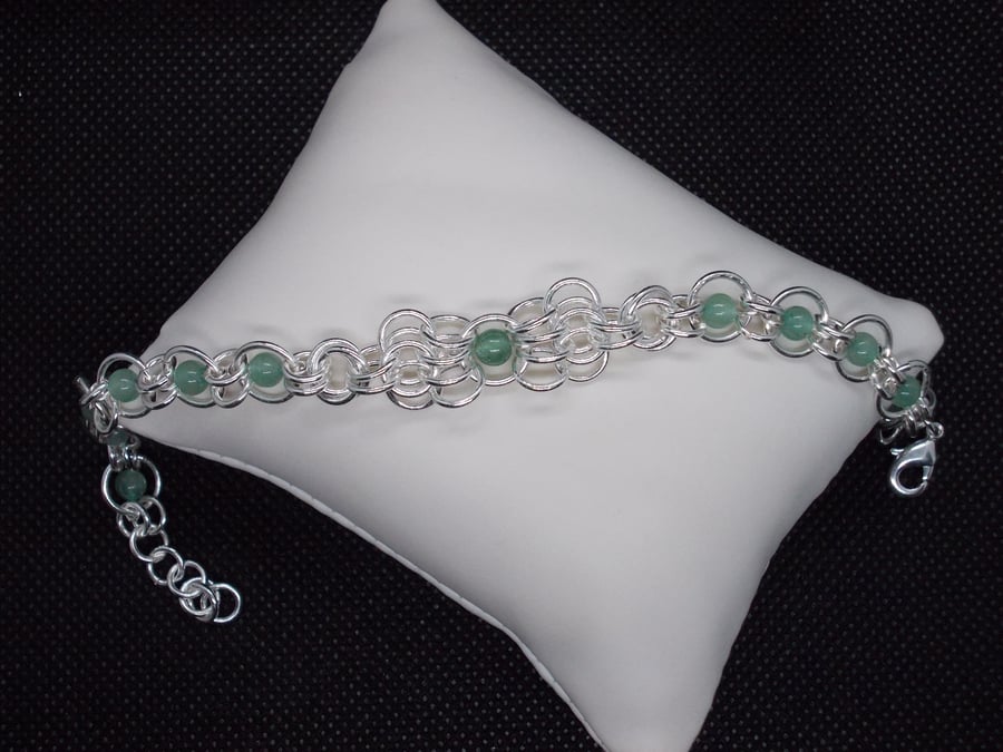 SALE - Butterfly chainmaille bracelet with Aventurine