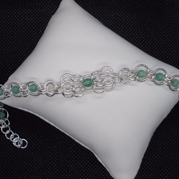 Butterfly chainmaille bracelet with Aventurine
