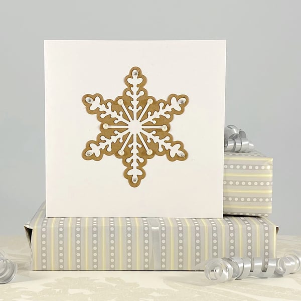 Christmas Gingerbread snowflake card - iced gingerbread biscuit snowflake