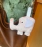 Nellie the Elephant - Upcycled Bag Charm - Pink & Purple with Silver Clasp Hook - Image 3