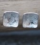 Studs, Sterling Silver Square Flower Stud Earrings, Daisy Design.  - Image 4