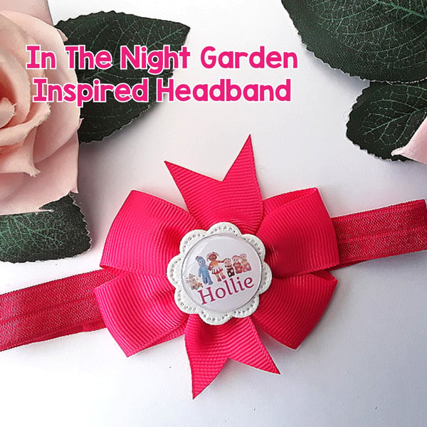 Personalised In the Night Garden Headband, In the Night Garden Hair Bow Gift
