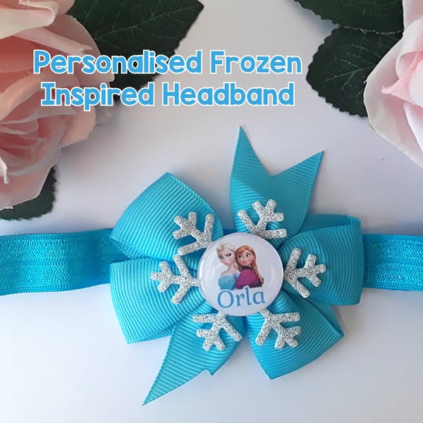 Personalised Frozen Headband, Frozen Hair Bow,  Frozen Gift