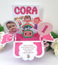 HANDMADE PERSONALISED COCOMELON POP UP CARD BOX, PERSONALISED COCOMELON CENTREPI