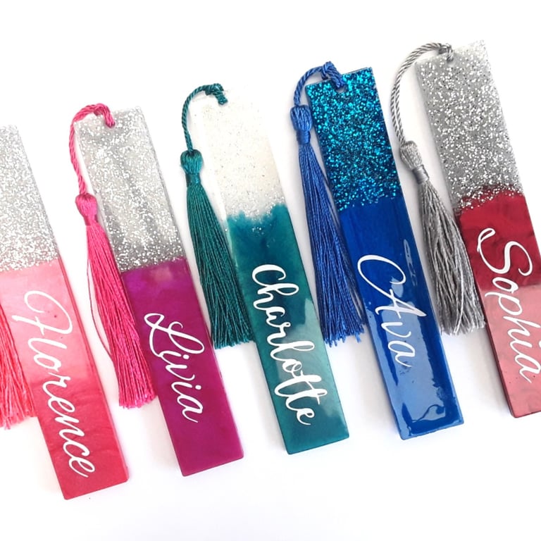 Personalised resin bookmark,Resin glitter bookmark,Resin bookmark,Bookmark gift