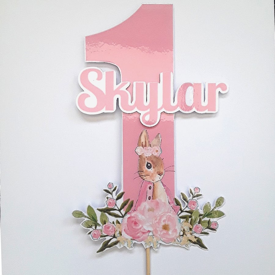 Personalised Flopsy Bunny Cake Topper, Cake Topper, Flopsy Bunny Party Table Dec