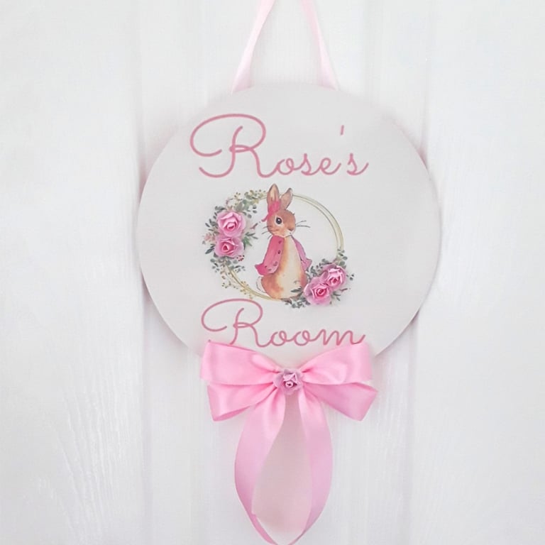 Handmade Personalised Door Sign, Rabbit Nursery Door Sign, New Baby Room Decor