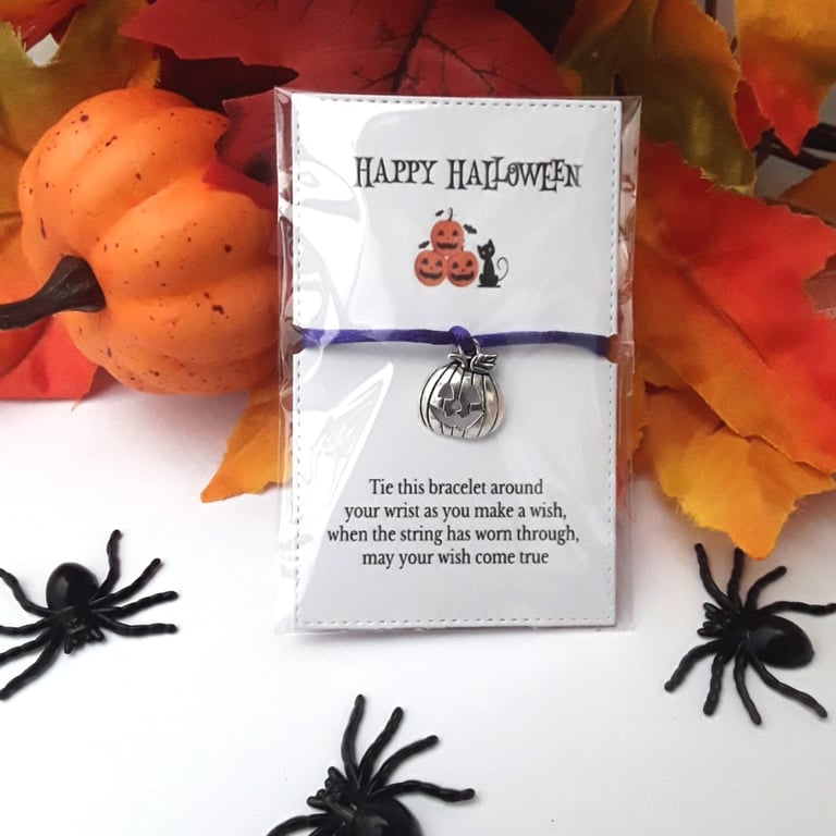 Halloween wish bracelet, Halloween party bag, Halloween gift, Halloween pumpkin 