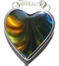 Bowlerite Heart Necklace Sterling Silver Blue & Yellow Pearlescent Handmade - Image 1