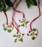 Robin Decoupage Christmas Tree Decorations Set of 4 (Set D)