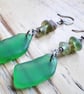 Beach Boho Dangle Earrings: Green Seaglass  - Image 4