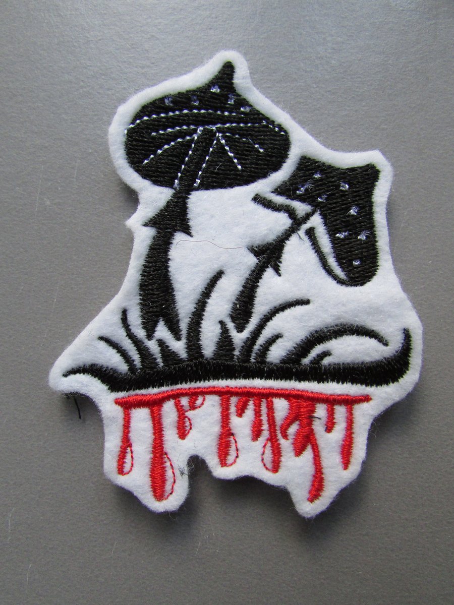 Fungi Mushroom Embroidered Sew on Applique Patch