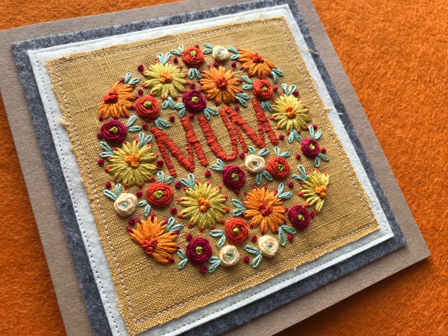 Embroidered mum card
