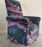 Emma Shipley Lynx Navy Blue Velvet Fabric Adult Chair Armchair Accent Cats Pink  - Image 3