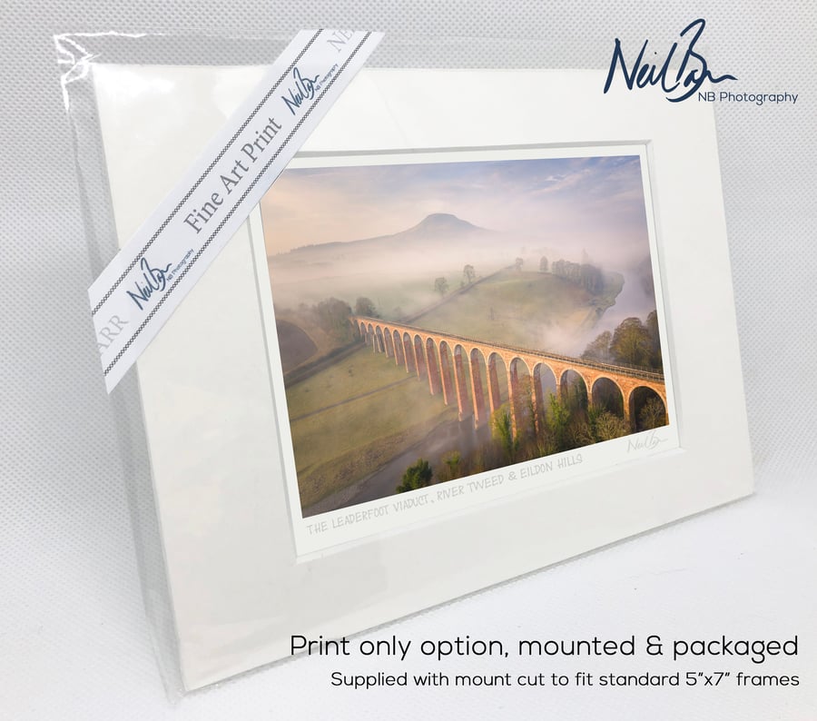 Leaderfoot Viaduct, River Tweed & Eildon Hills - A6 (7" x 5") Unframed Print