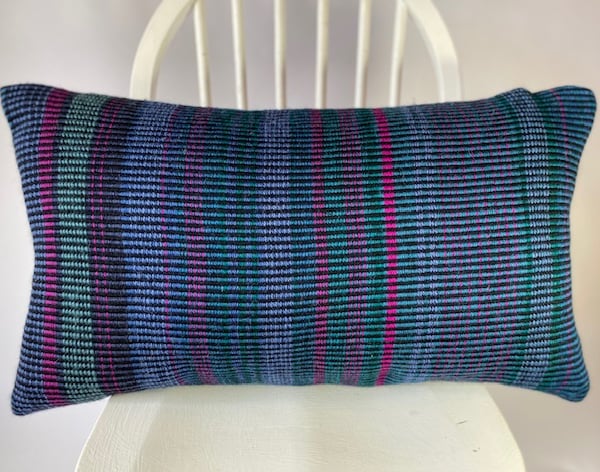 A Hand woven 100% wool cushion, designed and made by Yvonne Skelton
