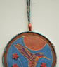 HBPM324 - Hummingbird Mandala Wall Hanging-17.5cm diameter - Rust-Red-Blue-Gold - Image 2