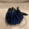 Sparkly metallic blue coloured leather drawstring dice bag - coin pouch