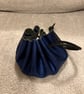 Sparkly metallic blue coloured leather drawstring dice bag -coin pouch FREE SHIP