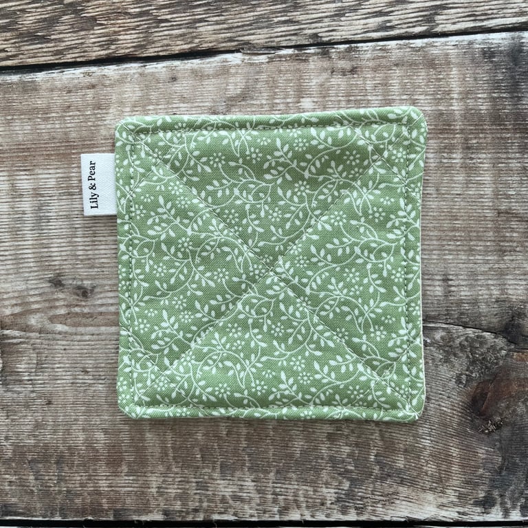Coasters Set of 4, Green Square Coasters