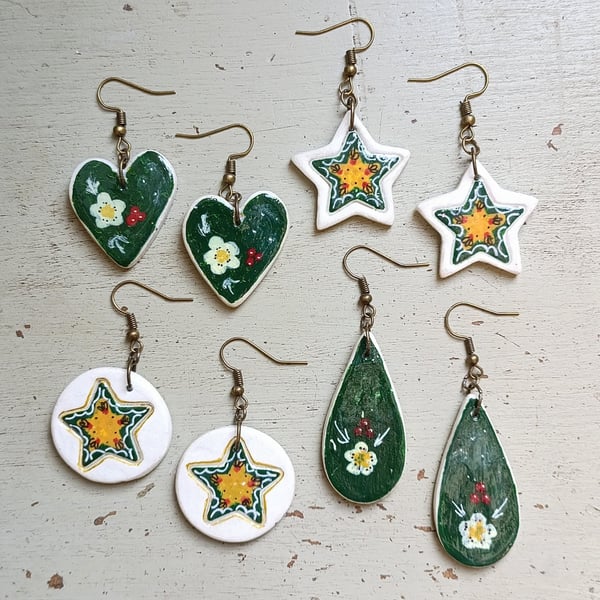 Hand-painted folk art earrings 