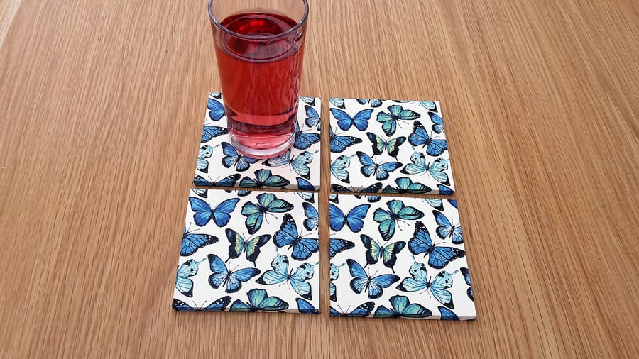 Set of 4 butterfly coasters 