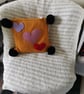 Hand Knitted 30cm x 30cm Heart Square Cushion 