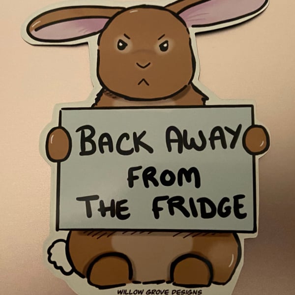 Large Back away from the fridge! Funny bunny magnet 