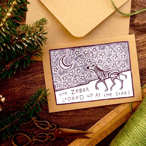 Zebra Stars Card - READY TO SHIP