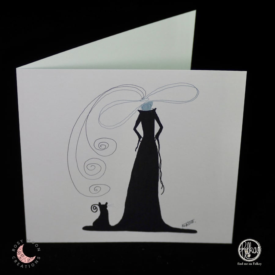 Elegant Lady with Cat Blank Card