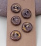 5 Small Round Dark Copper Ceramic Buttons - Image 3