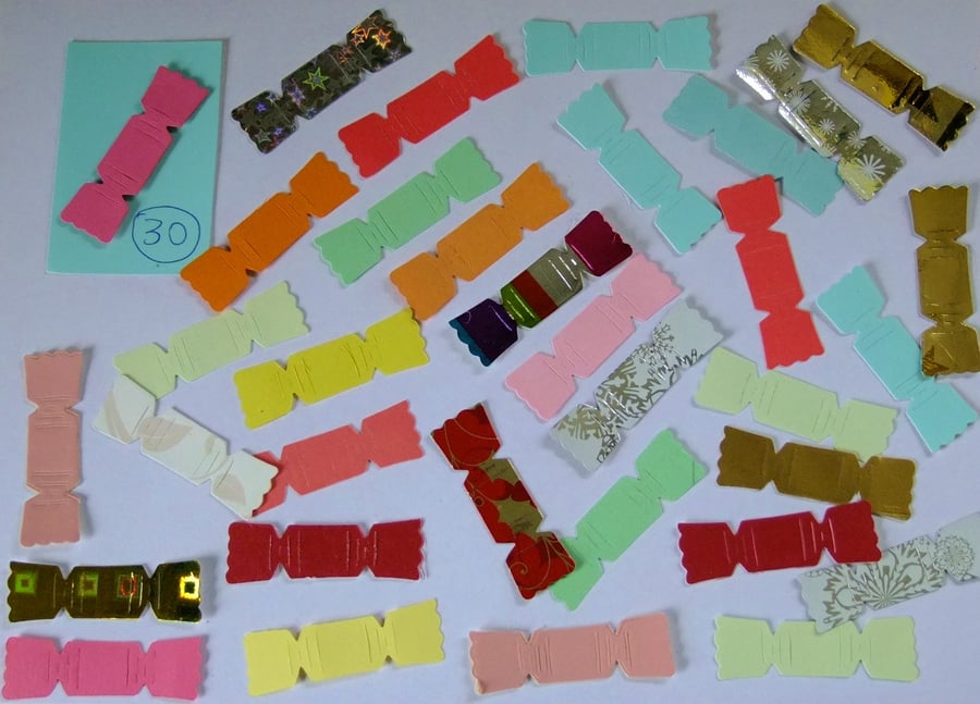 30 Christmas cracker Sizzix die cuts for embellishing cards, table decoration.