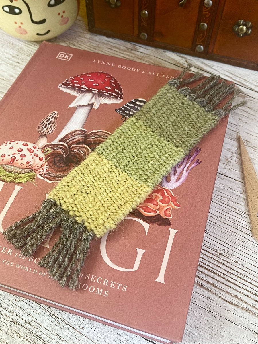 Hand Woven Bookmark in Handspun Yarn in Plant Dyed Yarns