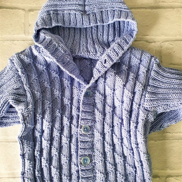 Baby's hooded jacket with textures pattern detail, baby sweater, baby cardigan