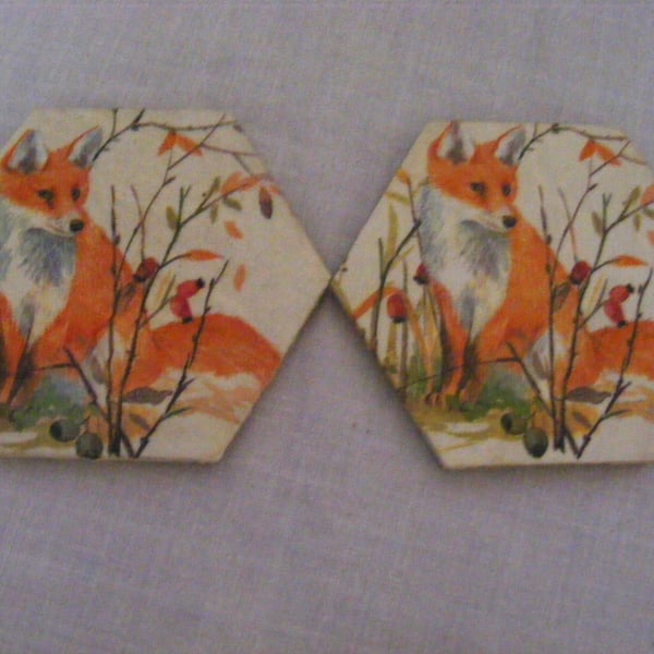 Set of 2 Fox Coasters.