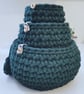 Handmade Crochet Basket Set: Recycled Cotton Nesting Bowls