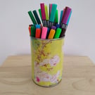 Yellow floral pen storage pot