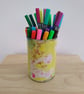 Yellow floral pen storage pot - Image 1