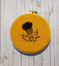 Mustard Scottish thistle embroidery art, 6.5" - Image 1