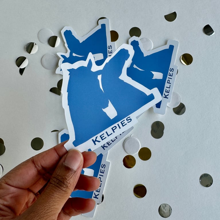 Blue Sticker Kelpies Matt Vinyl Waterproof