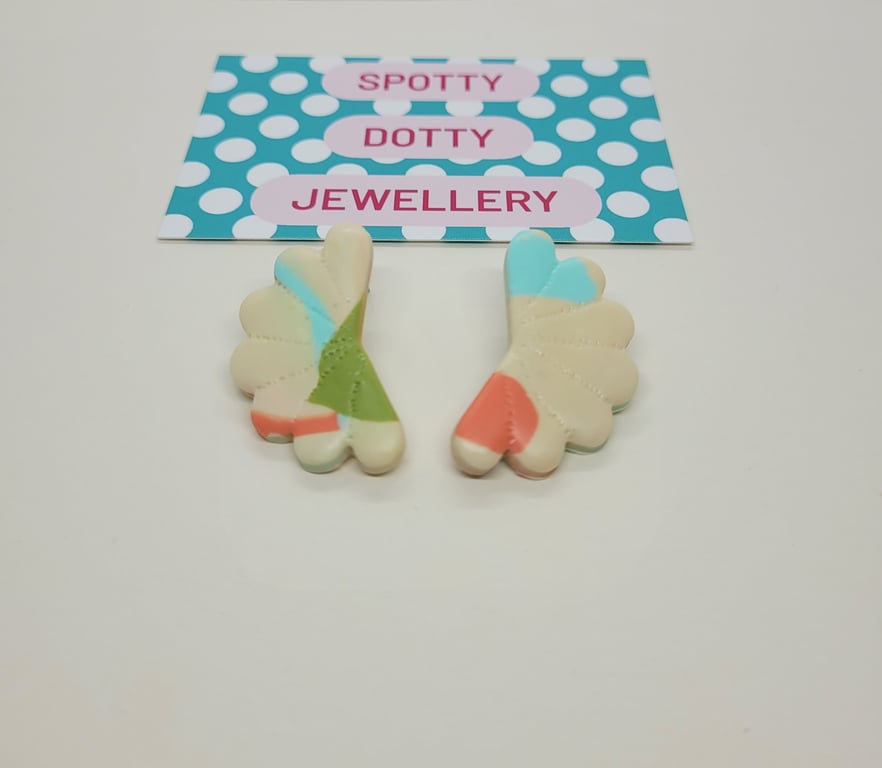 Pastel Polymer Clay Shell Stud Earrings 