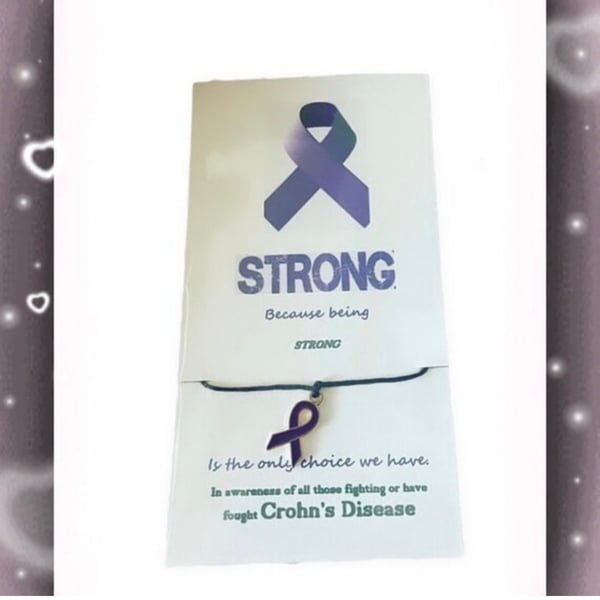 Crohn’s disease awareness wish bracelet purple ribbon charm bracelet gift