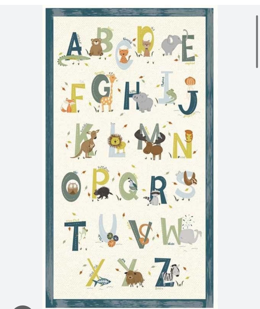 P & B textiles Animal Alphabet Fabric Panel