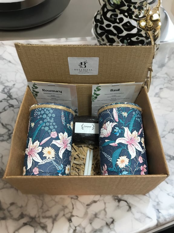 Grow your own herbs gift set indoor house planters Navy Japanese Lily pots