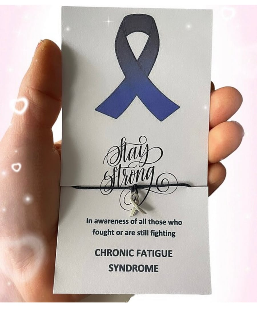 Chronic fatigue syndrome wish bracelet ribbon charm corded wish bracelet gift