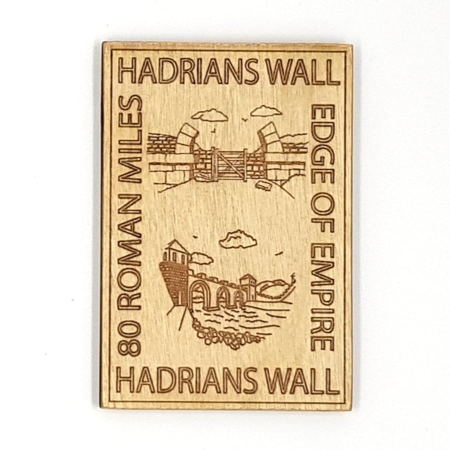 Hadrian's Wall Milecastle 37 & Willowford Bridge Wooden Laser Etched Magnet