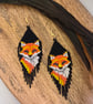 Orange fox bead woven fringe earrings - Image 3