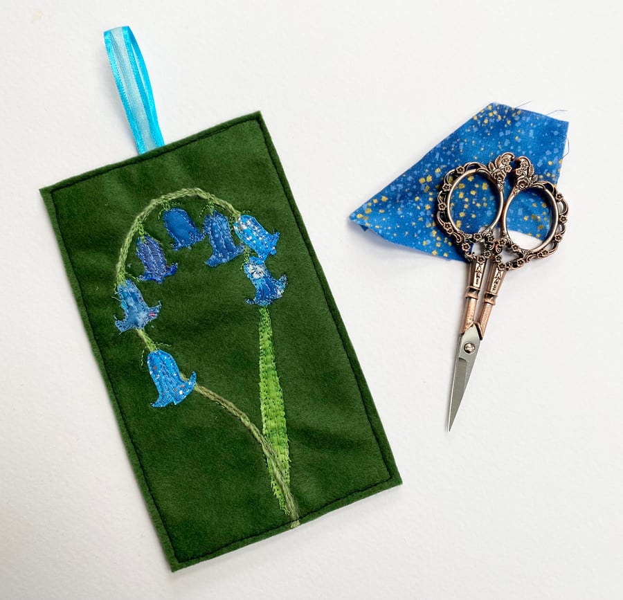 Order for Lyn. Embroidered up-cycled bluebell home decoration.