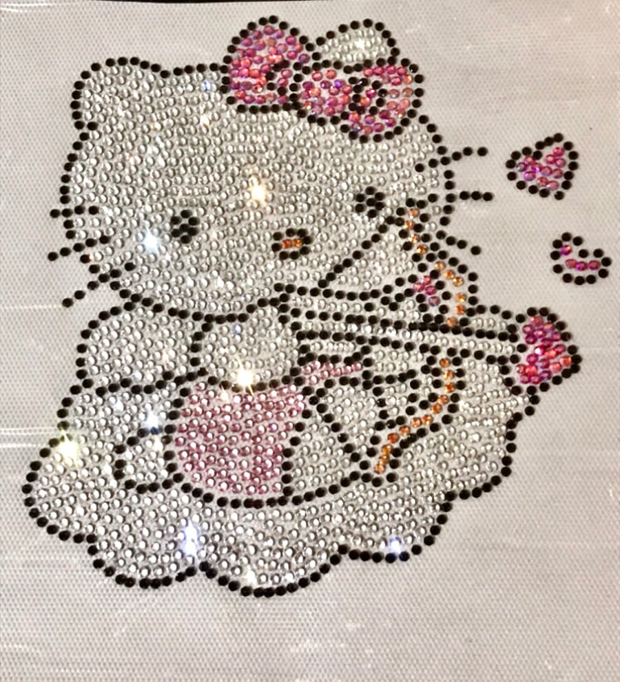 Hello kitty hotfix rhinestone transfer iron on 