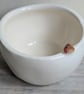 Ceramic handmade tealight robin & birdprints pottery candle holder  - Image 2